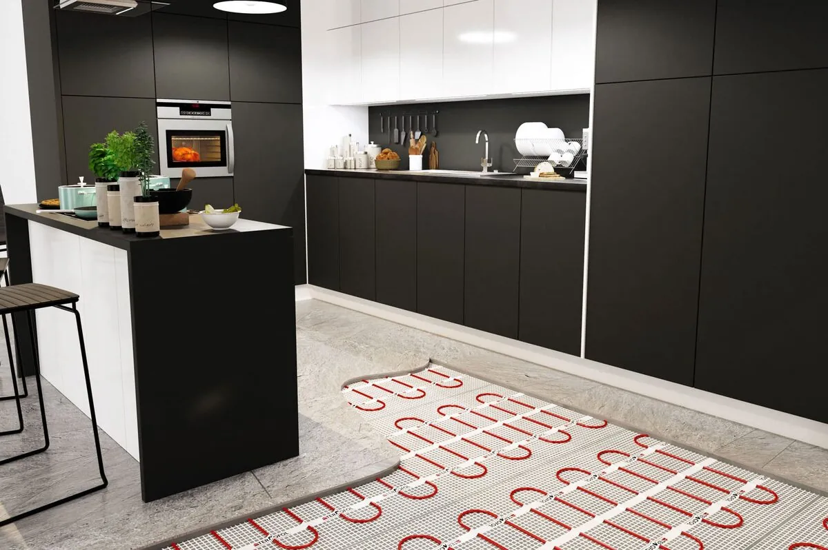 tapis chauffant dans la cuisine