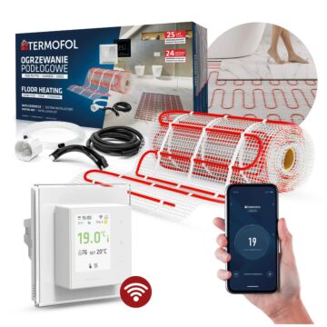 HEIZMATTE SET mit Thermostat 1m2 150W/m2 TF-H7 WHITE 50CM + WIFI