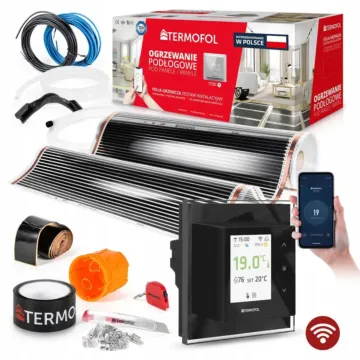 SET INFRARED HEATING FILM POWER 220W 100cm area 12m² H7 BLACK + WiFi